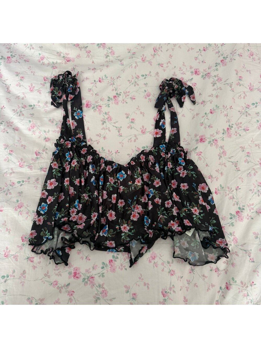 Anthropologie Floral Cropped Top